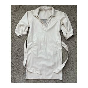 EsQualo super soft vegan leather shirt dress cream size 4